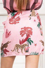 Minigonna Portafoglio Fantasia Jungle Rosa Made in Italy