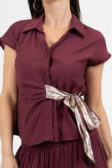 Camicia EasyWave con fusciacca foulard in raso.