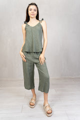 Pantagonna in 100% lino con elastico in vita