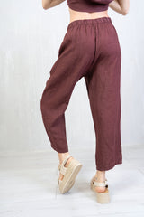 Pantalone in lino con vita elasticizzata
