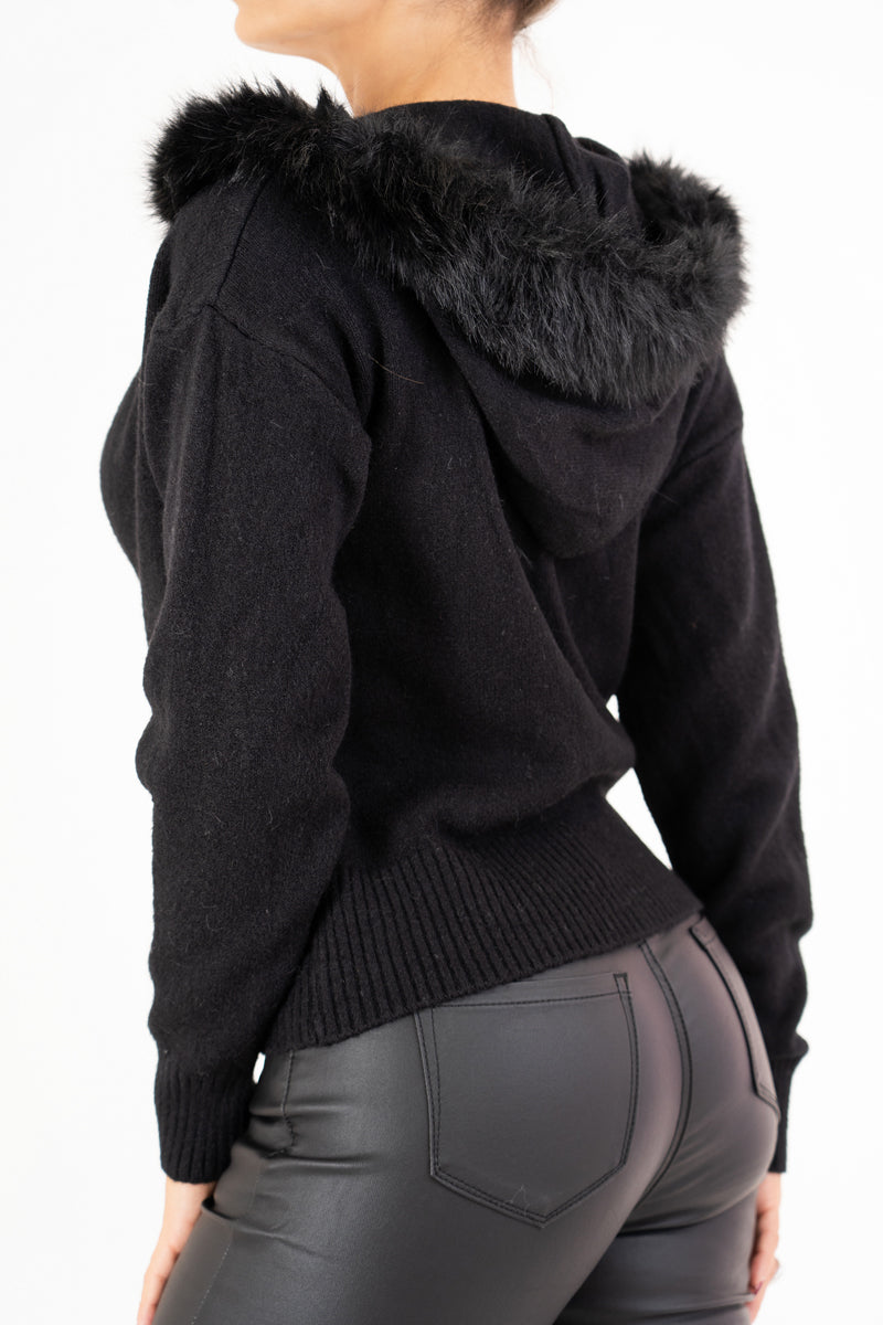 Giacchetto Fur Cozy con cappuccio e bordo removibile