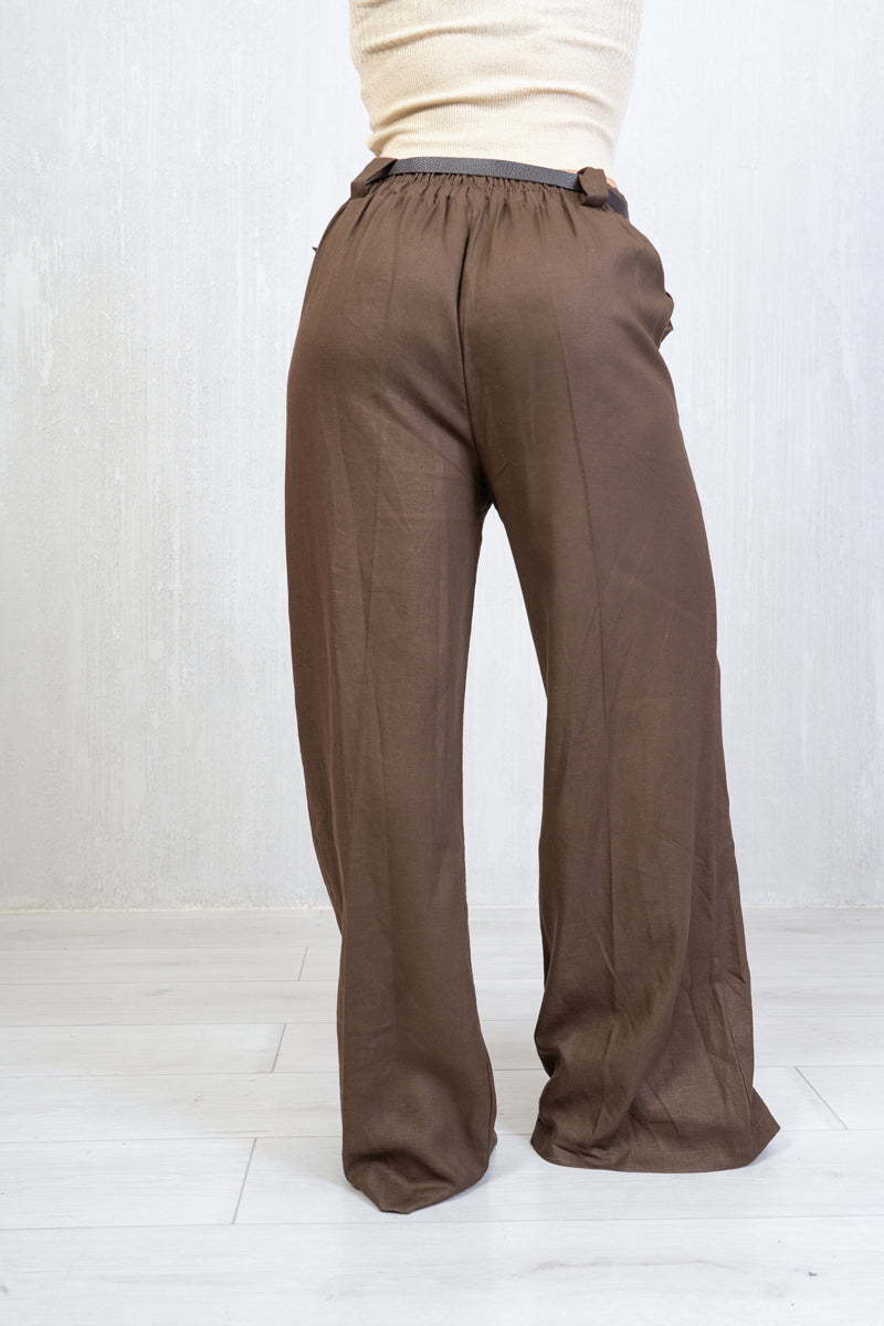 Pantalone palazzo misto lino