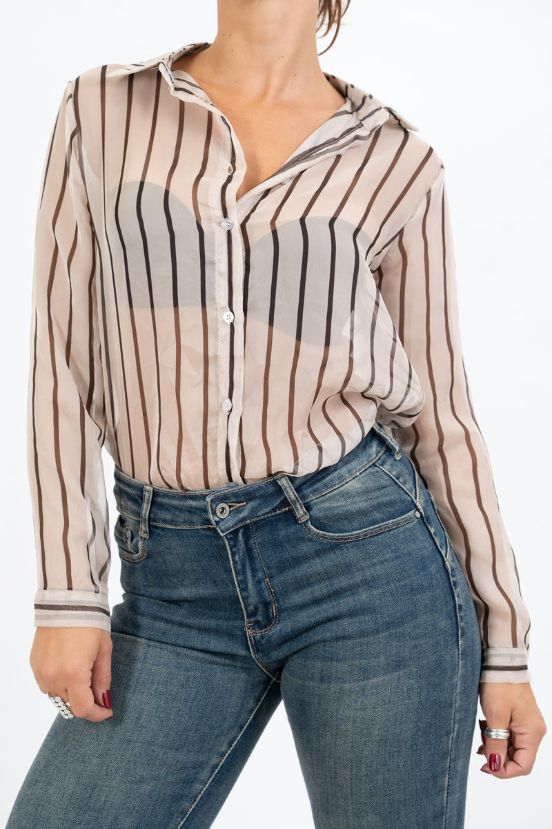 Camicia Rigata Sheer Glam