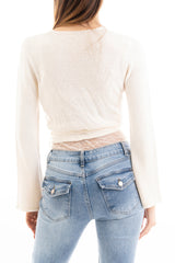 modella indossando Copri spalle scalda-cuore donna in filato misto modal colore