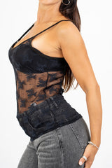 Top in pizzo Midnight Bloom