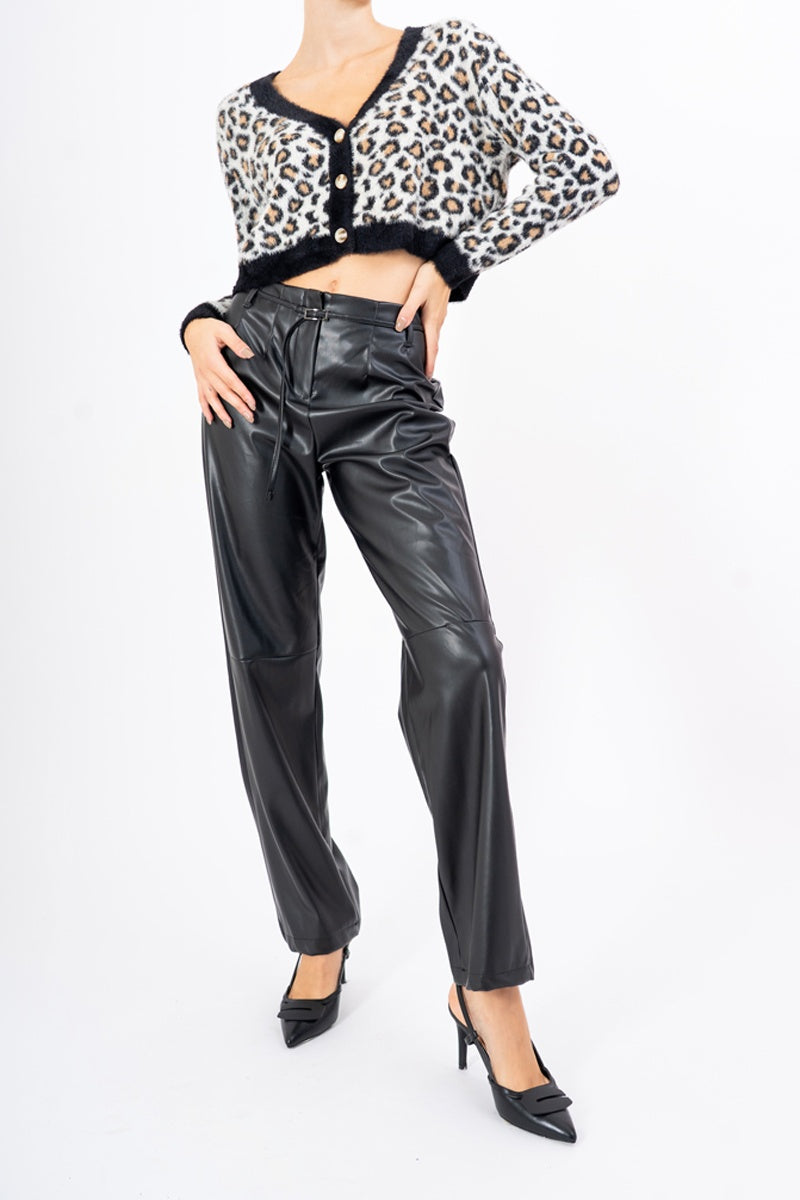 Pantalone High Waist in Finta Pelle