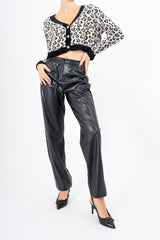 Pantalone High Waist in Finta Pelle