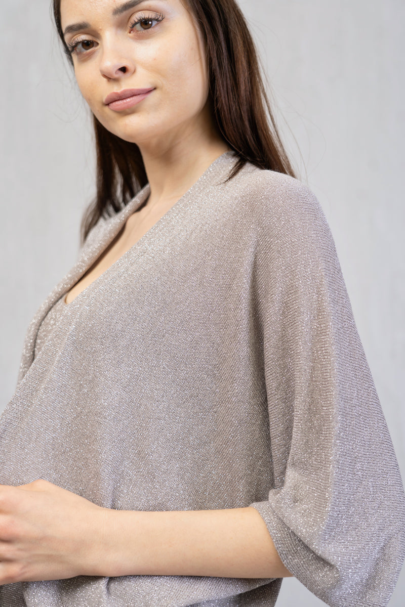 Cardigan lungo in filo lurex