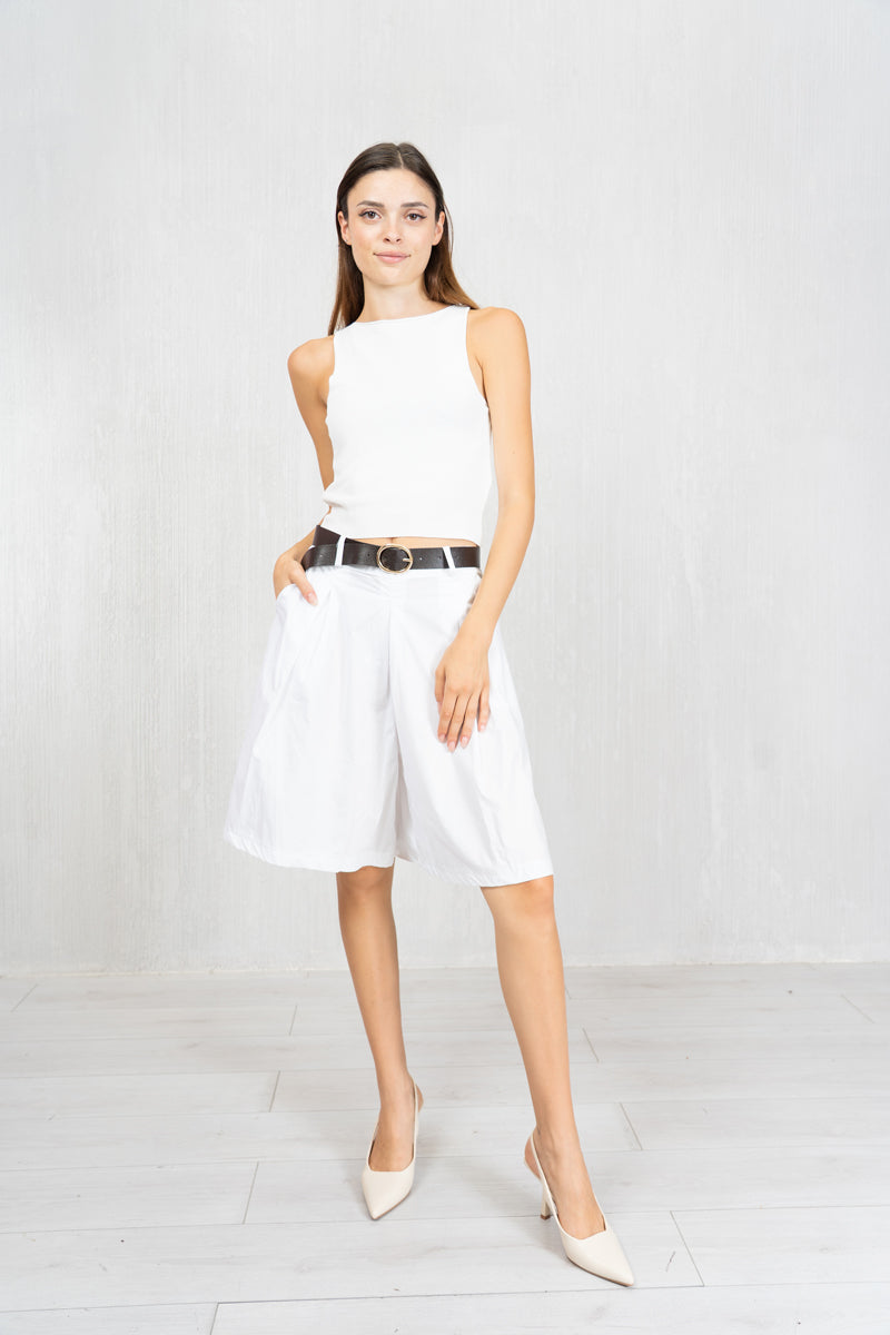 Bermuda Skirt Illusion in cotone con cintura