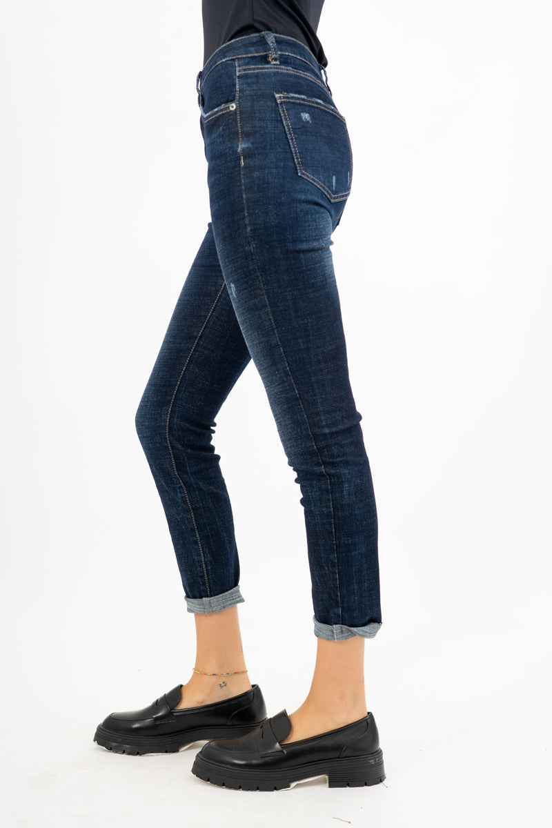 Jeans Ripped Fit con risvolto