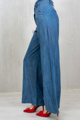 Pantalone palazzo tela Jeans chiara