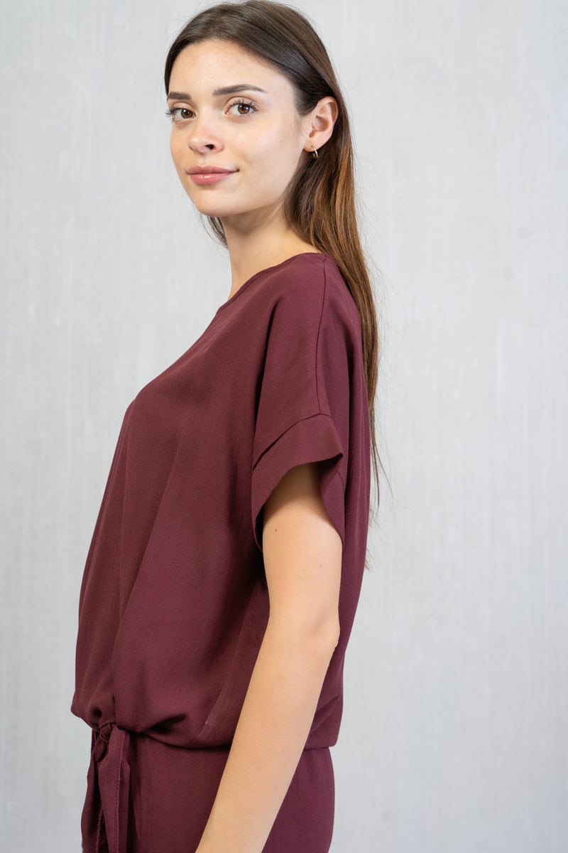 Maglia con nodo in tela di viscosa