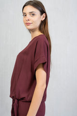 Maglia con nodo in tela di viscosa