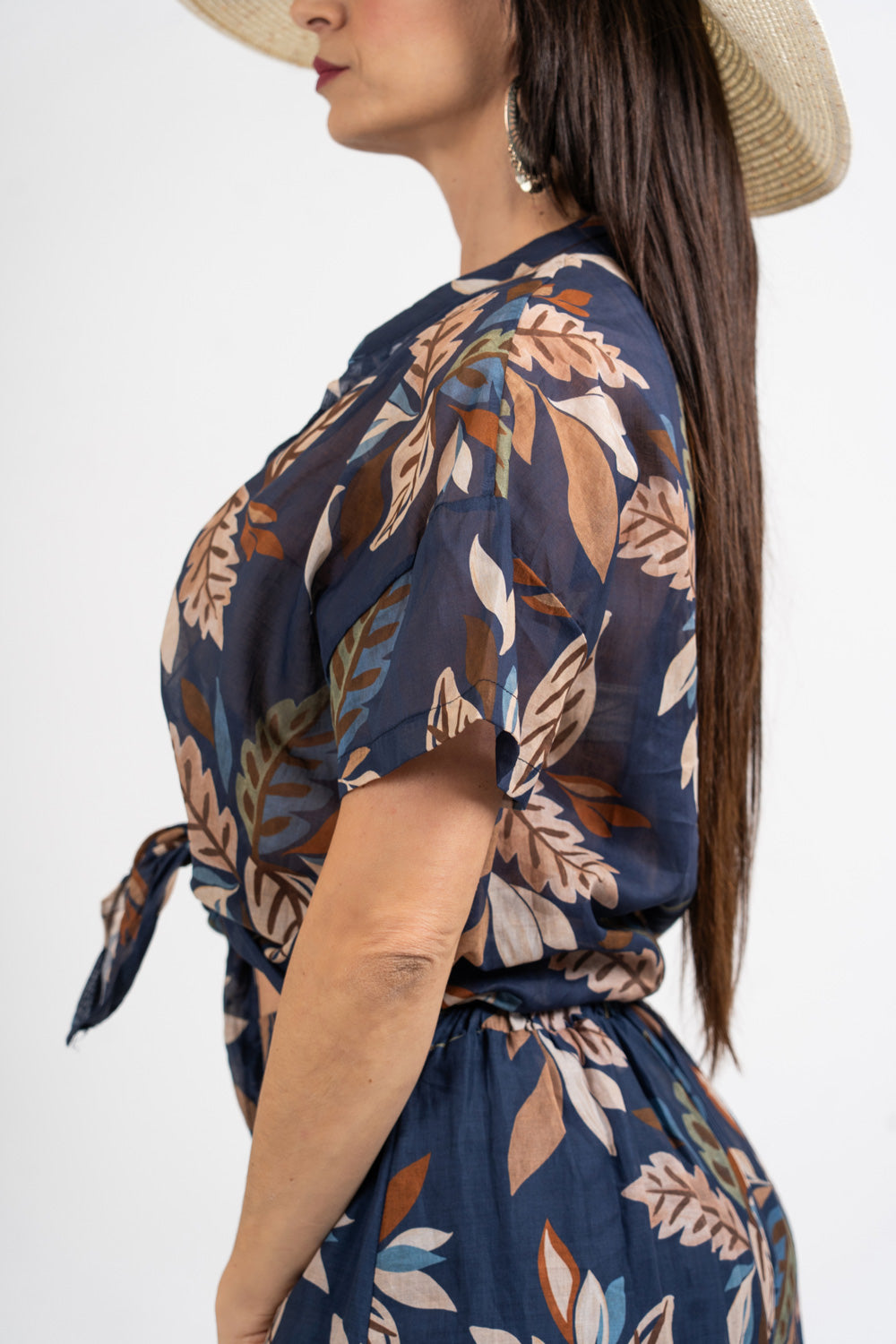 Camicia velata in cotone fantasia Forest Leaf