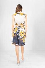 Abito in cotone Jungle Bloom con cintura in canapa