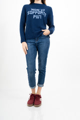 Maglione girocollo con scritta “Non vi sopporto più!” in misto lana Made in Italy
