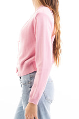 modella indossando Giacchino corto in filato primaverile con scollo a V e bottoni colore