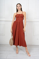 Abito lungo bustier in tela leggera con spalline regolabili Amalfi