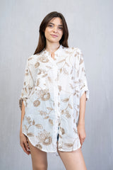 Camicia lunga ricamata oro