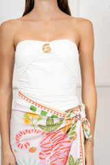Top a Fascia Drappeggiato con Spilla Conchiglia