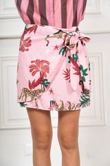 Minigonna Portafoglio Fantasia Jungle Rosa Made in Italy