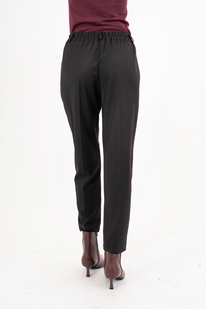 Pantalone CityLine slim fit in poliviscosa nera