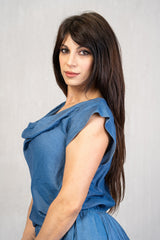 Top lyocell con collo sciallato
