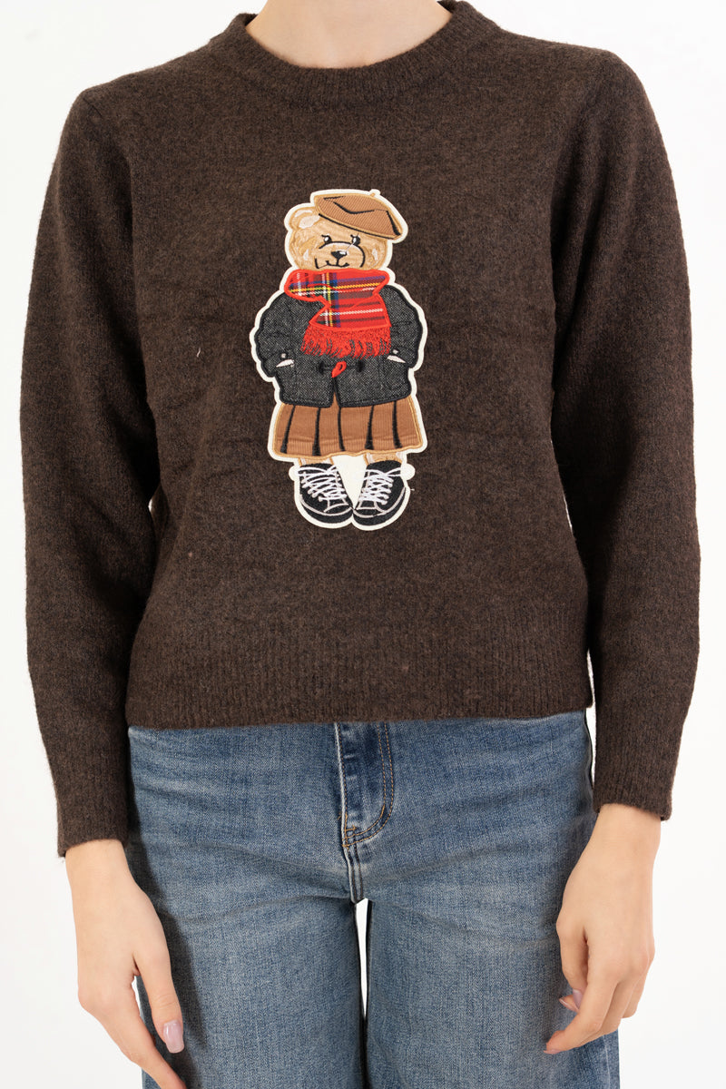 Maglioncino Teddy Chic con toppa ricamata