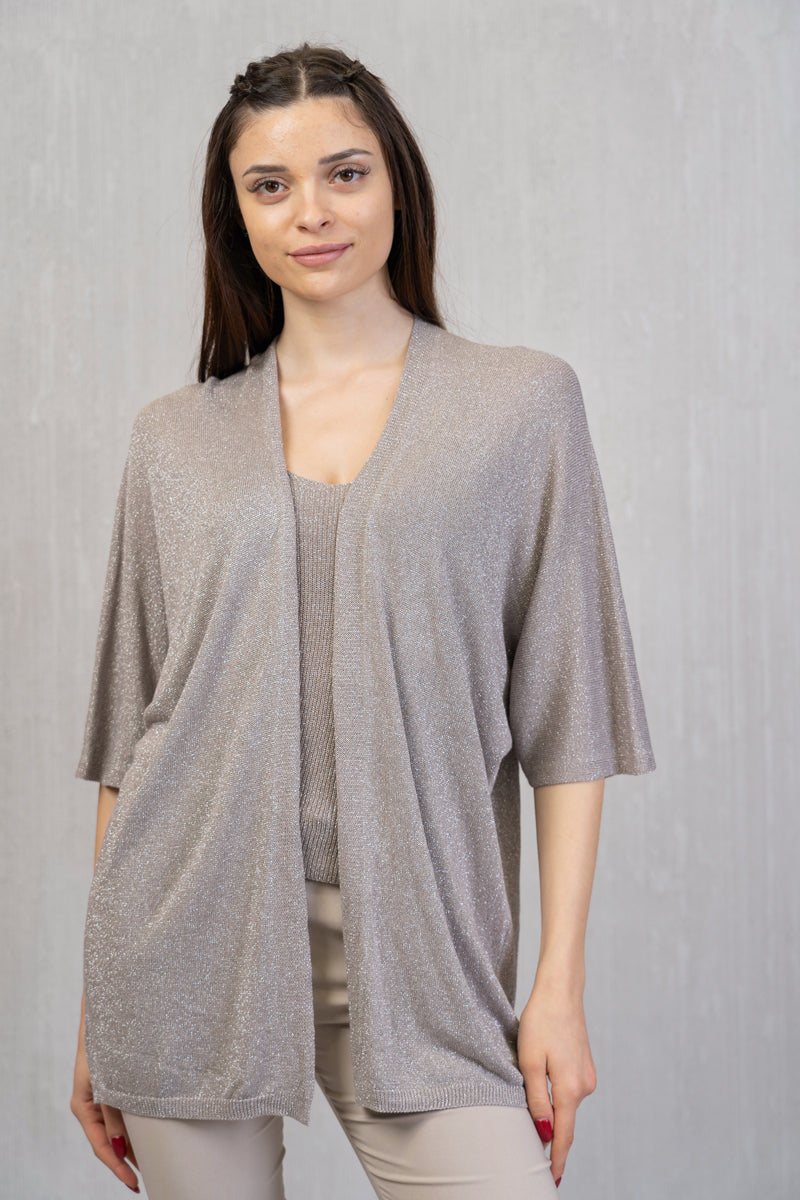 Cardigan lungo in filo lurex