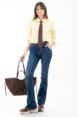 Cravatta con zip regolabile effetto camoscio