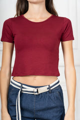 T-Shirt Crop Basic in Viscosa Elasticizzata
