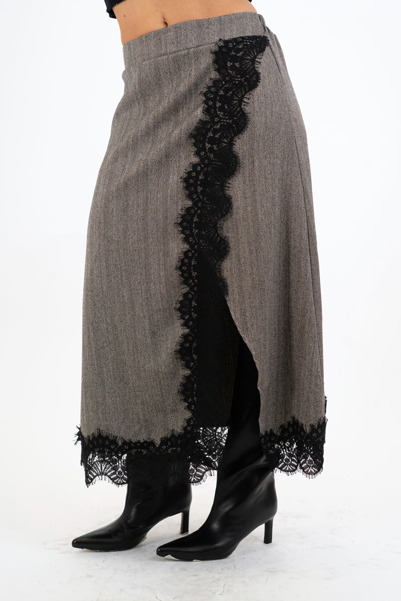 Gonna LurexMood lunga portafoglio con pizzo