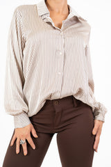 Camicia gessata in raso ShineStripe