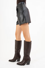 Shorts SoftLeather Black a vita alta