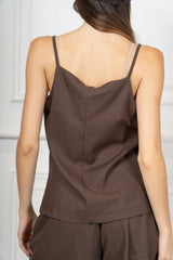 Top Gilet in Lino e Viscosa con Bottoni