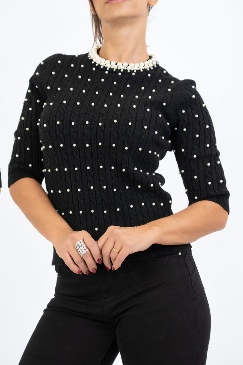 Maglia Chic a Trecce con Perle