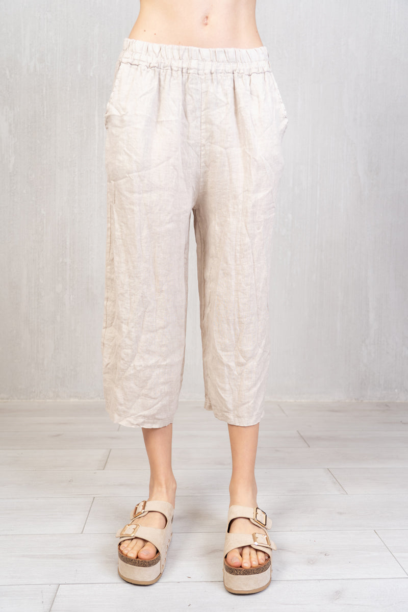 Pantagonna in 100% lino con elastico in vita