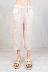 Pantagonna in 100% lino con elastico in vita