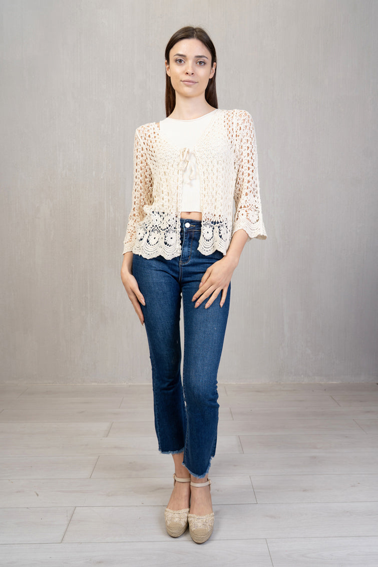 Cardigan crochet cotone
