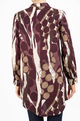 Camicia lunga in viscosa GeoFusion con collo coreano