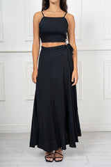 Completo Donna Top Crop e Gonna Pareo Lunga in Misto Viscosa