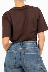 T-shirt in cotone con ricamo “di mattina non parlatemi”