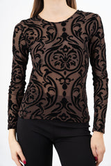 modella indossando Maglia rete VelvetLight colore Marrone Unica