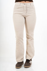 Pantalone a Coste a Zampa in Cotone – Beige