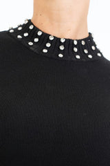 Maglia Shine con strass su collo e polsi