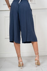 Pantalone Midi in Misto Viscosa con Fusciacca Charm