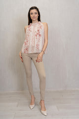 Top senza maniche in georgette fantasia