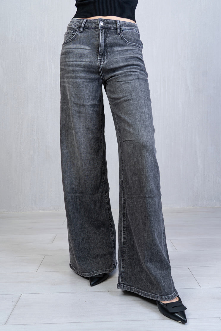 Jeans flare soft-touch grey wash