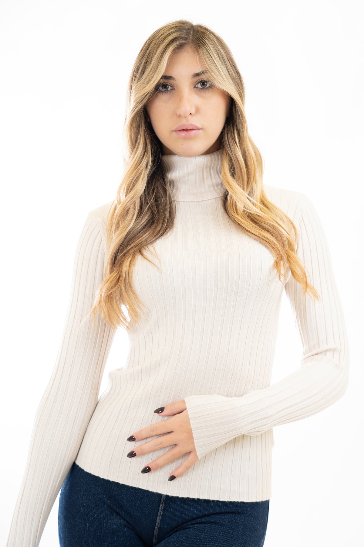 Maglia basic dolcevita coste