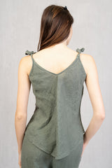 Top in Lino con laccetti regolabili